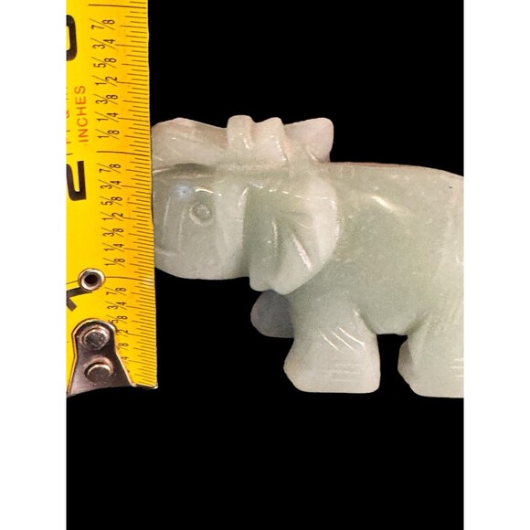 Jade Stone Carved Green Trunk Up Elephant Figurine 3" Home Shelf Decor - Picture 7 of 10